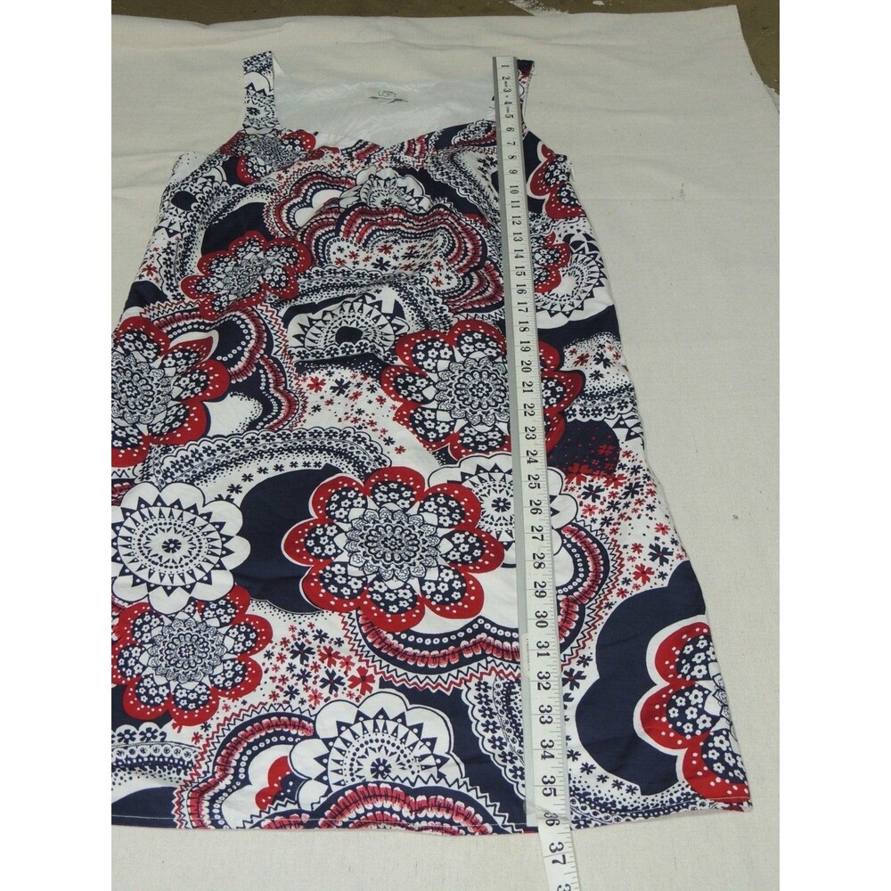Ann Taylor Loft Shift Dress Wmns 6 Red Blue Paisley Floral Medallion Boho Summer - Picture 4 of 6